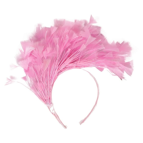 MSJUHEG Tea Party Hats,Feather Hair Clip,Feather Headpiece,Church Hats,Fascinators Hats,Hat for Wedding Flower Mesh Hair Clip Tea Headband Pink One Size