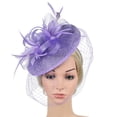 thumbnail image 1 of MSJUHEG Tea Party Hats,Feather Hair Clip,Feather Headpiece,Church Hats,Fascinators Hats,Headband Hat Strap Accessory Hair Flower Clip Elegant Hat Headband Purple One Size, 1 of 7