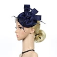 thumbnail image 1 of MSJUHEG Tea Party Hats,Feather Hair Clip,Feather Headpiece,Church Hats,Fascinators Hats,Headpieces Handmade Hair Wedding Fascinator Clip Headband Navy One Size, 1 of 4