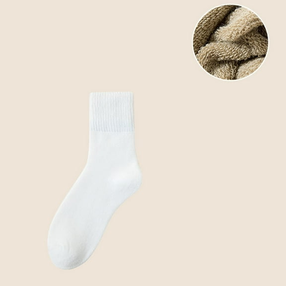 MSJUHEG Thermal Socks,Wool Ankle Socks Men,Sleep Socks for Men,Thin Wool Socks Men,Wool Socks,Mid Length Socks Women Hiking Warm Winter Thick Warm Boots White 1 A