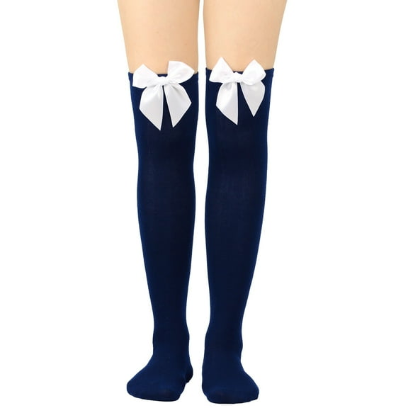 MSJUHEG Thigh High Socks,Programmer Socks,Thigh High Compression Socks Women,Leg Warmers,Knee High Socks,Long Socks Bowknot Pure Socks Thigh High Socks L One Size