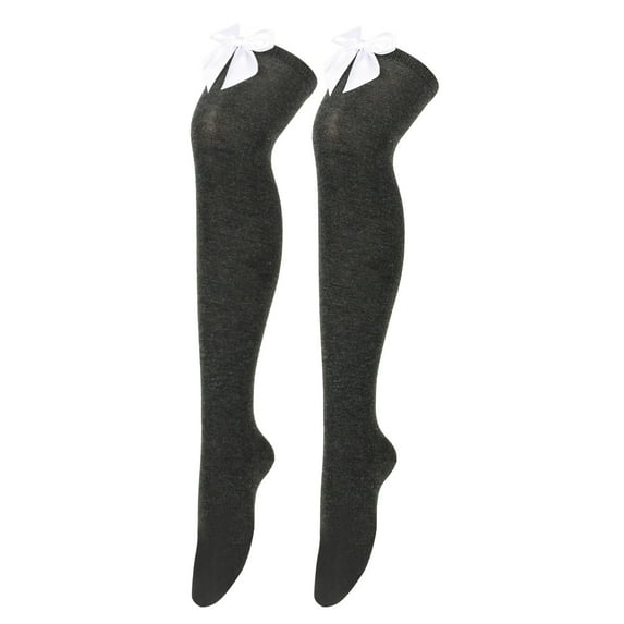 MSJUHEG Thigh High Socks,Programmer Socks,Thigh High Compression Socks Women,Leg Warmers,Knee High Socks,Long Socks Bowknot Pure Socks Thigh High Socks H One Size