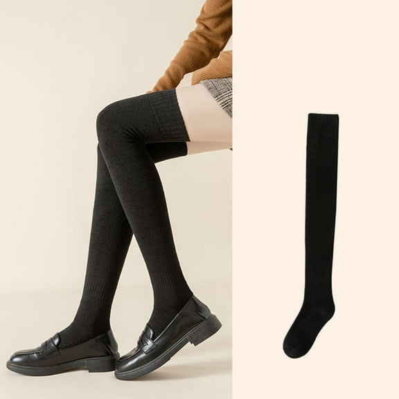 MSJUHEG Thigh High Socks,Programmer Socks,Thigh High Compression Socks Women,Leg Warmers,Knee High Socks,Mid Length Socks Hiking Warm Winter Thick Warm Boots Black A