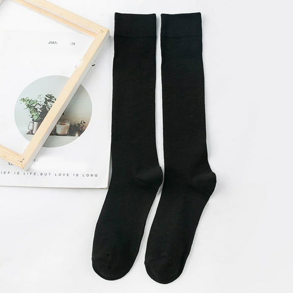 MSJUHEG Thigh High Socks,Programmer Socks,Thigh High Compression Socks Women,Leg Warmers,Knee High Socks,Womens Long Socks Pure Color Socks Heap Socks Black One Size