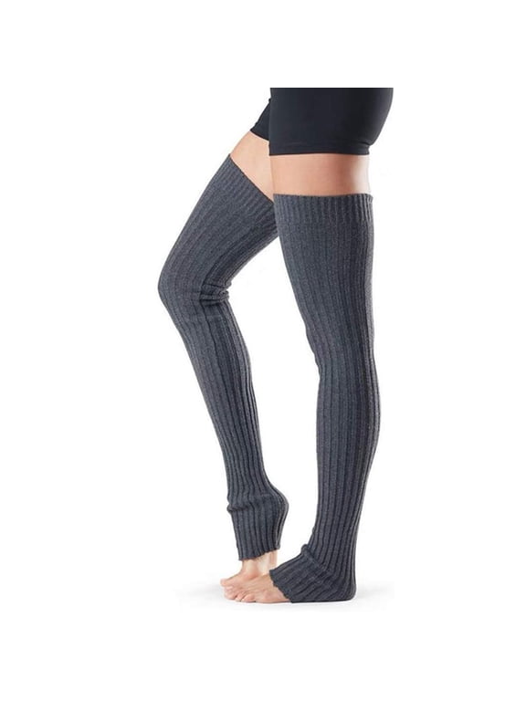 Thigh High Stockings,Long Socks,Slouchy Socks,Boot Socks,Scrunch Socks Women,Leg Warmer Thigh High Tie Cable Knit Crochet Long Boot Socks Yoga Leg Gray S