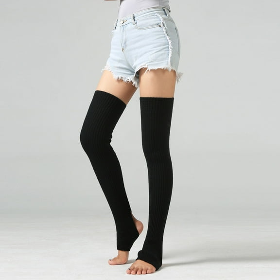 MSJUHEG Thigh High Stockings,Long Socks,Slouchy Socks,Boot Socks,Scrunch Socks Women,Woman Thigh Knitted Leg Yoga Socks Boot Cover Leggings Slouch Boot Socks Black One Size