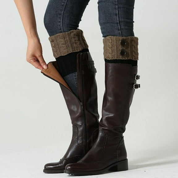 MSJUHEG Thigh High Stockings,Long Socks,Slouchy Socks,Boot Socks for Women,Scrunch Socks Women,Winter Warm Knit Leg Crochet Leggings Slouch Boot Socks Khaki One Size