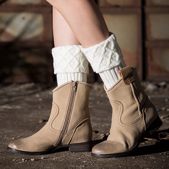 MSJUHEG Thigh High Stockings,Long Socks,Slouchy Socks,Boot Socks for Women,Scrunch Socks Women,Women Leg Knitted Wool Boot Cover Short Leg with Mesh White One Size