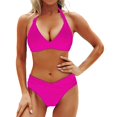 thumbnail image 1 of MSJUHEG Thong String 2 Piece Bikini Set,Sporty Bikini Sets for Women,Bikinis Set,Bathing Suits,Spaghetti Straps,High Waisted Bikini Sets for Women,Halter String Hot Pink 2XL, 1 of 4