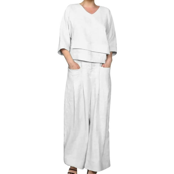 MSJUHEG Travel Outfits for Women Summer Sets Women 2 Piece Outfits Sleeveless Round Neck Tank Tops Lounge Sets for Women Summer Outfits for Women Womens Two Piece Sets Summer White S