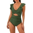 thumbnail image 1 of MSJUHEG Tummy Control Swimsuits for Women,High Waist Bathing Suit,Womens Bathing Suits,Bathing Suit Monokini,Women's One-piece Swimsuits,Plus Size Swimsuit for Women,Halter Swimwear Army Green S, 1 of 5