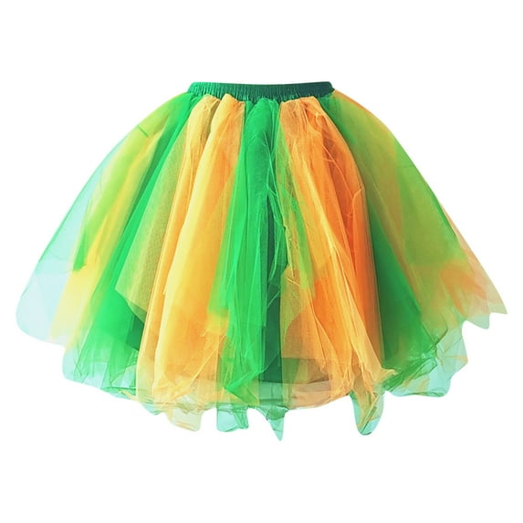 MSJUHEG Tutu for Women Adults Women's Mini Puffy Bubble Mardi Gras Skirt Carnival Tulle Women's Short Ballet Bubble Puffy Tutu Dreams Adult Holiday Mardi Gras Skirts for Women Yellow Xl