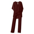 thumbnail image 1 of MSJUHEG Two Piece Outfits For Women Fall Outfits L Solid Color Loose Irregular Set Adies Suit Short Sleeved Two Piece Suit Linen Pants Red S, 1 of 4