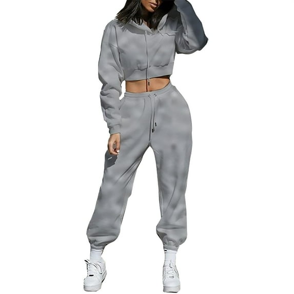 MSJUHEG Two Piece Sets For Women Sweatshirt For Women Women'S Sports Hoodie Long Sleeve Hoodie Pullover Sweatshirt Two Piece Set Joggers For Women Gray M