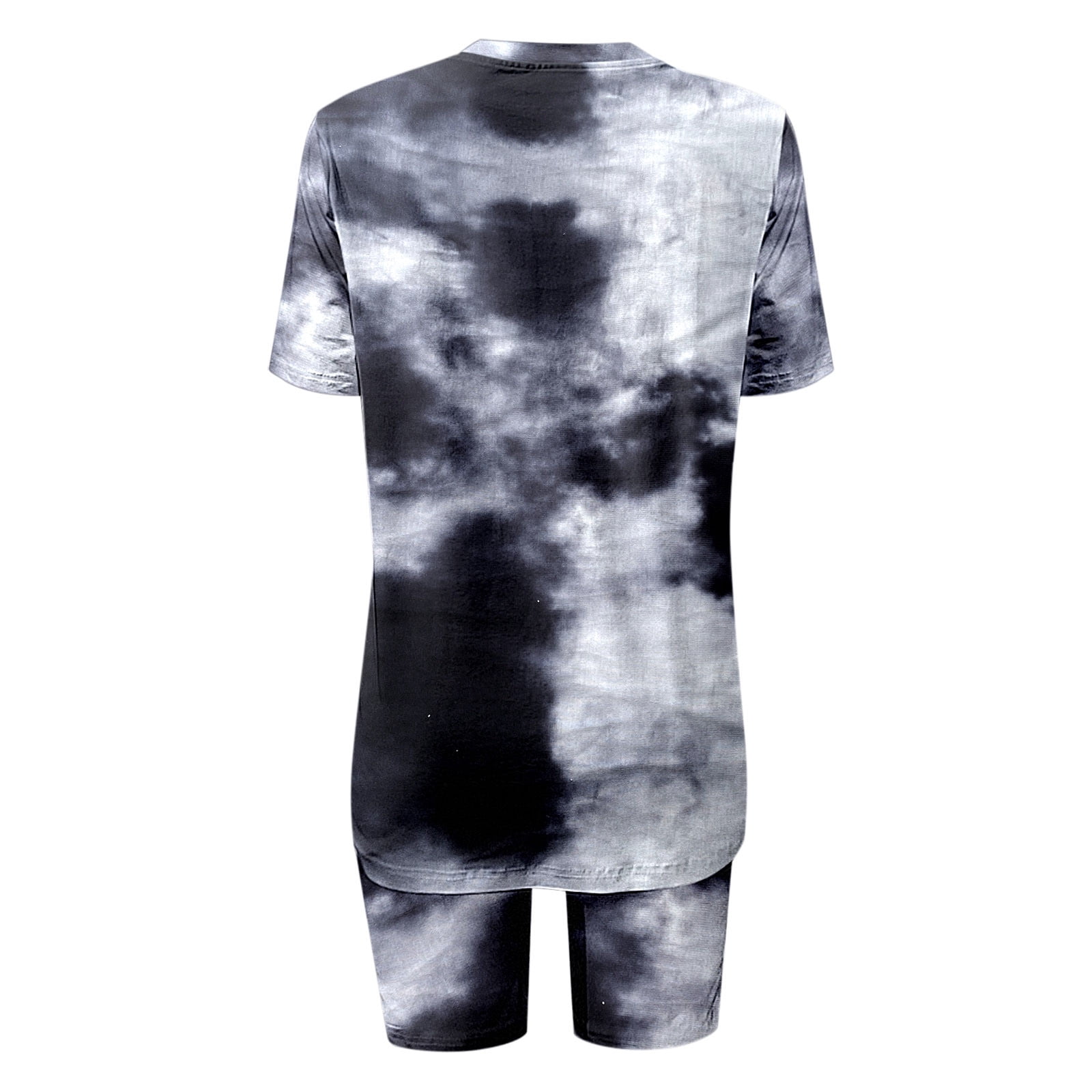 MSJUHEG Two Piece Sets For Women Blouses For Women Dressy Casual Women Tie Dye Set Two Piece Outfits Summer Casual Two Piece Short Set Short Sleeve T Shirts Joggers For Women Gray L