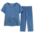 thumbnail image 1 of MSJUHEG Two Piece Sets For Women Crewneck Sweatshirts Women Short Sleeved Summer Collar Printing Loose Middle Aged And Elderly Cotton And Linen Two Pieces Joggers For Women Blue Xl, 1 of 3