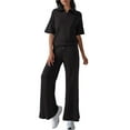 thumbnail image 1 of MSJUHEG Two Piece Sets for Women Dressy Beach Sets for Women Two Piece Outfits Summer Crop Tops Wide Leg Pant Sets 2 Piece Outfits 2025 Travel Outfits for Women Summer Work Outfits for Women Black XL, 1 of 4