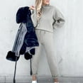 thumbnail image 1 of MSJUHEG Two Piece Sets,Women's Two Piece Clothing Sets for Going Out,Women Workout Sets 2 Piece,Women Sweats Set Suit Neck Pant Round Solid Blouse Shirt Pocket Suits & Sets Woman Jogger Set Z Grey 2XL, 1 of 4