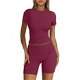 thumbnail image 1 of MSJUHEG Two Piece Short Set for Women Womens Pajama Sets Shorts 2 Piece Short Sets for Women Workout Sets for Women Short Set Sleep Sets for Women Two Piece Summer Sets for Women Wine L, 1 of 6