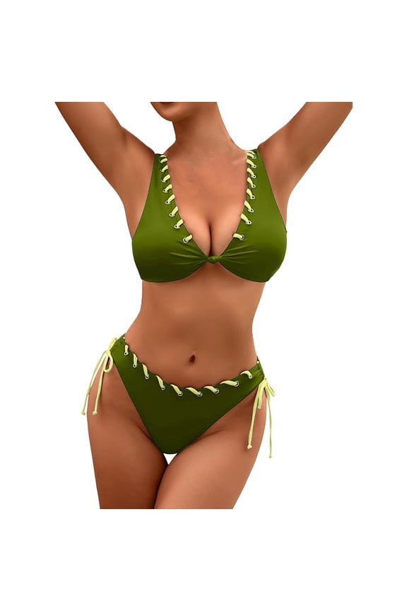 Two Piece Swimsuit,Bathing Suits for Women,Swim Suits for Women 2025,Strapless Bathing Suits for Women,High Cut Swimsuit,Bathing Suit for Women,Womens Bikini Army Green M