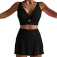 thumbnail image 1 of MSJUHEG Ruffle Cutout Swimdress,Bathing Suit with Skirt,Plus Size Swim Dress,Swim Dress,Skirted Swimsuits for Women,Swimsuits for Women with Skirt,Tie Knot Skirt Bathing Suit Black XL, 1 of 4