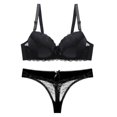 thumbnail image 1 of MSJUHEG Underwear Women Womens Women Lace Flowers Push Up Top Bra Pants Underwear Set Sleepwear Plus Size Black 40, 1 of 2