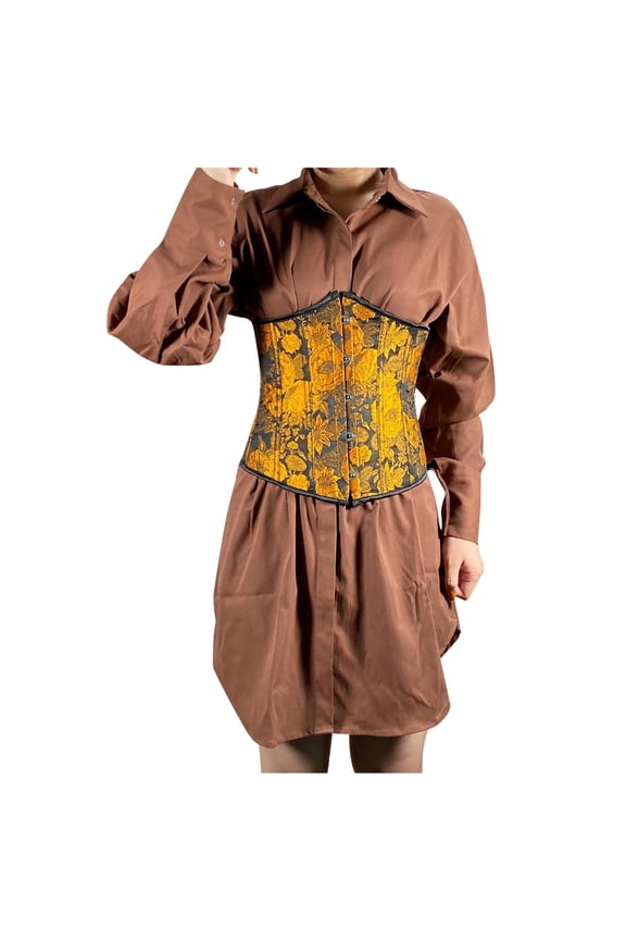 Underwear Women Yellow Corset Women Printed Back Lace Up Tummy Slimming Control Underbust Shaper Shapewear Underwear Corset Shapers Yellow Xs