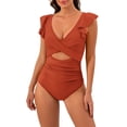 thumbnail image 1 of MSJUHEG V Neck,Halter Swimwear,Push Up Swimsuits for Women,Shapewear Swimsuits for Women,Push Up Swimwear,1 Piece Swimsuit,Monokini Coffee 2XL, 1 of 4