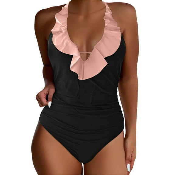 MSJUHEG V Neck,Ruched Push Up Bathing Suit,Push Up Swimwear,Push Up Swimsuits for Women,Ribbed One Piece Swimsuits for Women,High Waist Bathing Suit,Monokini Pink XL