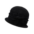 thumbnail image 1 of MSJUHEG Vintage Cloche Bowler Short Brim Bucket Hat Womens Elegant Dressy Headwear with Floral Accent and Bowknot for Church Formal Events and Cool‑Season Daily Wear Black One Size, 1 of 3