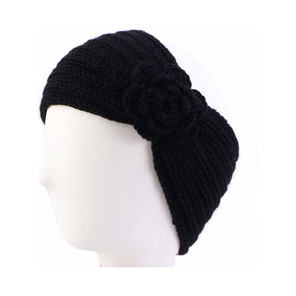 MSJUHEG Warm Headbands Winter,Crochet Headbands,Fleece Headbands,Ear Warmer Headband,Knit Headband,Hand Crocheted Yarn Headband Warm Headband Headband Black One Size