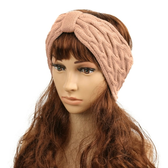 MSJUHEG Warm Headbands Winter,Crochet Headbands,Fleece Headbands,Ear Warmer Headband,Knit Headband,Warm Headbands for Cable Crochet Turban Headband Pink One Size