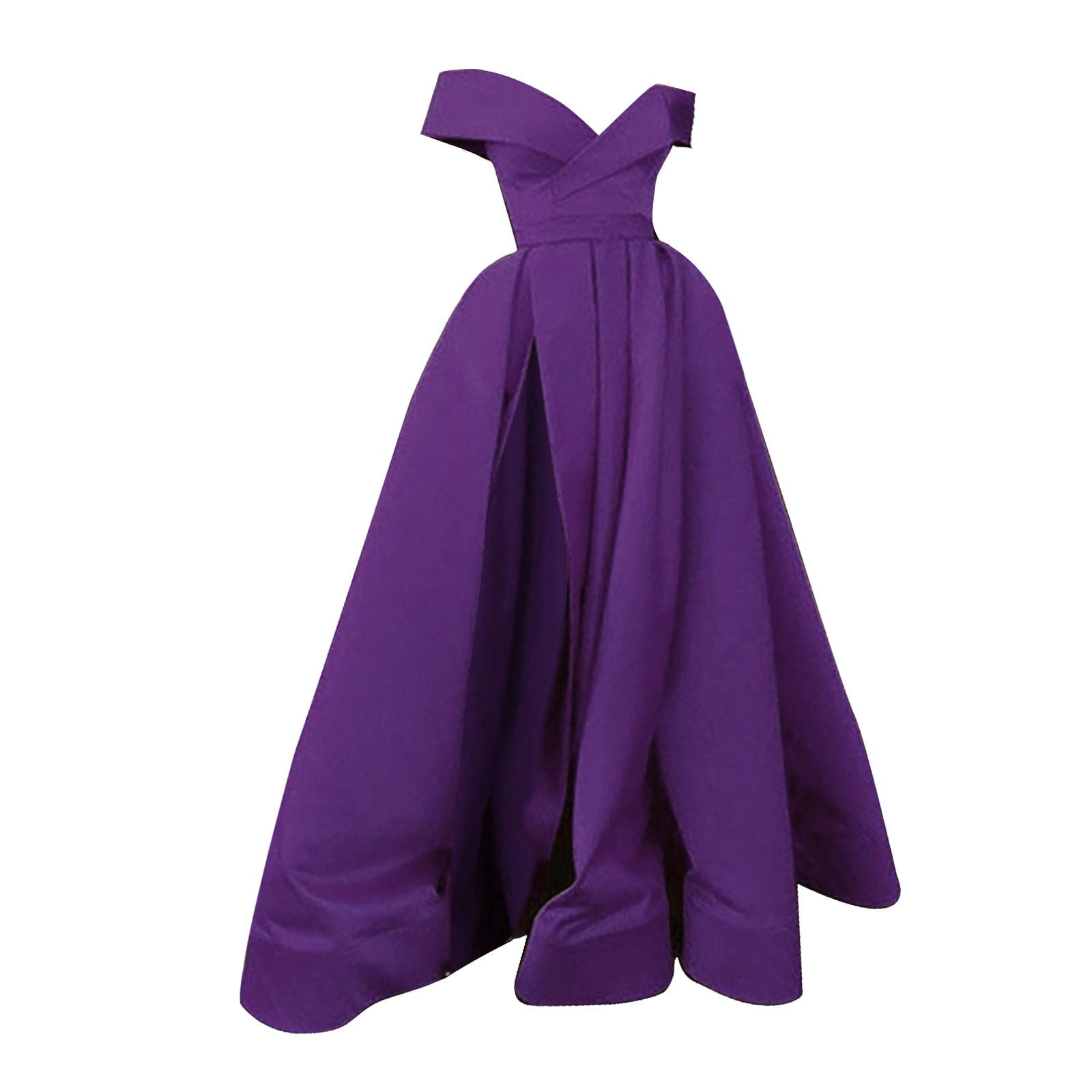 Msjuheg Wedding Guest Dresses For Women Purple Dress Floor Length Cocktail Ladies Chiffon Temperament French Retro Summer Cocktail Low Cut V Neck