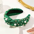 thumbnail image 1 of MSJUHEG Western Headbands,Beaded Headband,Knot Headband,Denim Headband,Pearl Headband,Headband Pearl Denim Fabric Headband High Head Hair Green One Size, 1 of 4