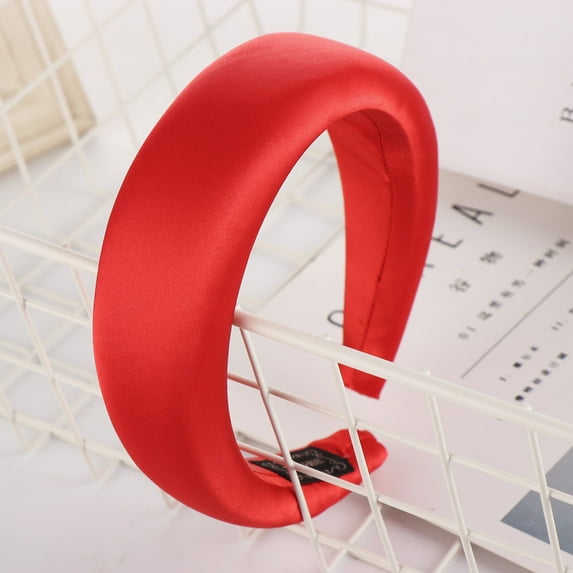 MSJUHEG Western Headbands,Headbands Trendy,Square Headband,Headbands Non Slip,Padded Headband,Headband Head Satin Hair Hairband Red One Size