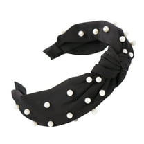 MSJUHEG Western Headbands,Top Knot Headband,Tie Headband,Headbands,Bow Headbands,Beading Head Hairband Sweet Headband Knot Hair Hoop Bow Girls Hair Headband Black 1 One Size