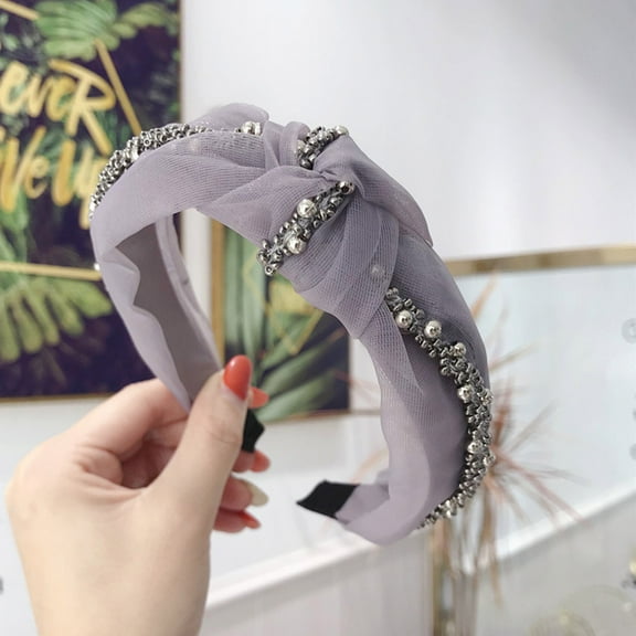 MSJUHEG Western Headbands,Top Knot Headband,Tie Headband,Headbands,Bow Headbands,Headband Sweet Hair Bow Head Hairband Girls Simple Knot Hoop Headband Gray One Size