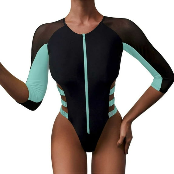 MSJUHEG Wetsuit Women,Womens Long Sleeve Swimsuit,Women's Wetsuit,Wet Suit for Cold Water,Surfing Bathing Suit,Traje De Ba?o Para Mujer,Surf Swimsuits for Women Blue L