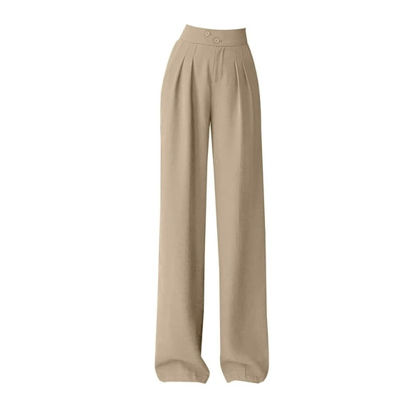 MSJUHEG Wide Leg Pants For Women Women'S Pants High Waist Cover Belly Look Thin Loose High Waist Large Size Straight Loose Suit Pants Slacks For Women Khaki 3Xl