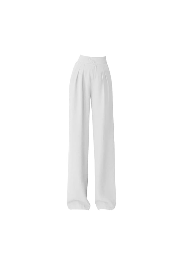 Wide Leg Pants For Women Women'S Pants High Waist Cover Belly Look Thin Loose High Waist Large Size Straight Loose Suit Pants Slacks For Women White 2Xl