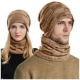 thumbnail image 1 of MSJUHEG Winter Beanie Hat Scarf Set for Men Women Fleece Beanie Windproof Neck Warmer Gaiter Suitable for Outdoor Activities in Cold Weather Khaki One Size, 1 of 9