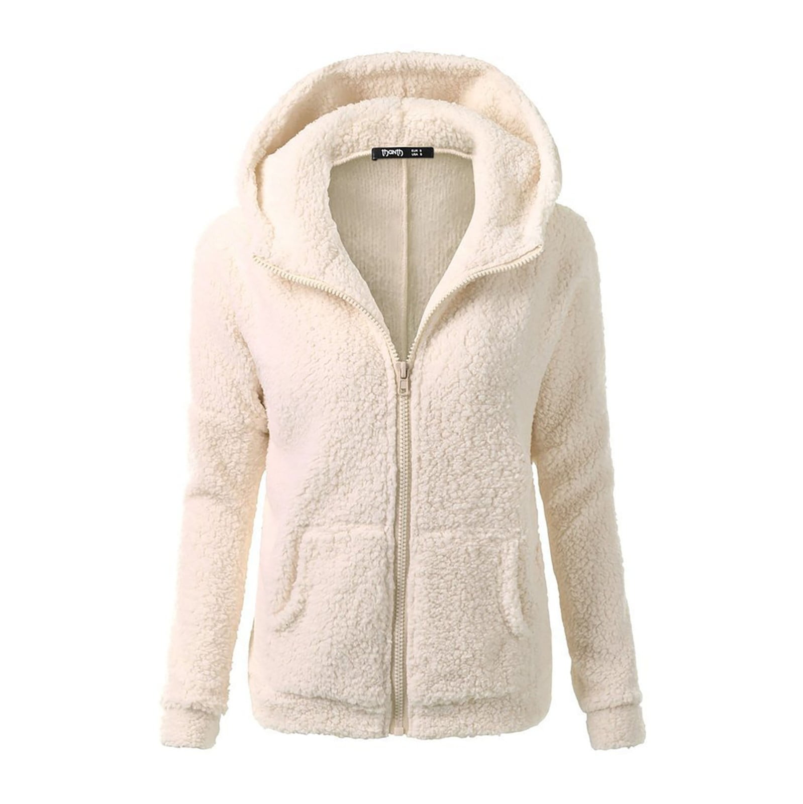 MSJUHEG Winter Coats For Women Cardigan For Women Women Hooded Sweater Coat Winter Warm Wool Zipper Coat Cotton Coat Outwear Cardigan Sweaters For Women Beige L Walmart Business Supplies