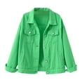 thumbnail image 1 of MSJUHEG Winter Coats For Women Denim Jacket For Women Womens Candy Color Denim Jacket Relaxed Fit Casual Jean Trucker Jacket Jean Jacket Women Green M, 1 of 9
