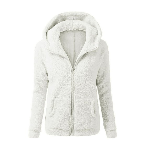 MSJUHEG Winter Coats For Women Cardigan For Women Women Hooded Sweater Coat Winter Warm Wool Zipper Coat Cotton Coat Outwear Cardigan Sweaters For Women White Xxxxxl