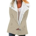 thumbnail image 1 of MSJUHEG Winter Coats For Women Jackets For Women Women Casaul Winter Fashionable Long Sleeve Solid Pocket Cardigan Button Top Sweater Knit Hooded Coat Blouse Plush Fleece Jacket Women Beige L, 1 of 4