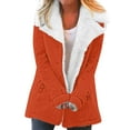 thumbnail image 1 of MSJUHEG Winter Coats For Women Jackets For Women Women Casaul Winter Fashionable Long Sleeve Solid Pocket Cardigan Button Top Sweater Knit Hooded Coat Blouse Plush Fleece Jacket Women Orange 3Xl, 1 of 4