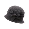 thumbnail image 1 of MSJUHEG Women Cloche Bowler Hat Vintage Short Brim Bucket Hat Floral Accent Bowknot Decoration Classic Elegant Headwear for Church Formal and Cool‑Weather Daily Use Dark Gray One Size, 1 of 3