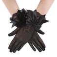 thumbnail image 1 of MSJUHEG Women Party Bow Lace Gloves Full Finger Gloves Elegant Mesh Dress Up Gloves Elegant Short Lace Fishnet Gloves Mesh Gloves Net Texture Tea Party Accessories Tea Party Gloves Black One Size, 1 of 5