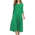 thumbnail image 1 of MSJUHEG Women'S Casual Dresses Green Dress Women'S Fashion Casual Solid Dress Round Neck Long Sleeve Mid Calf Swing Dress Womens Dresses Green L, 1 of 4