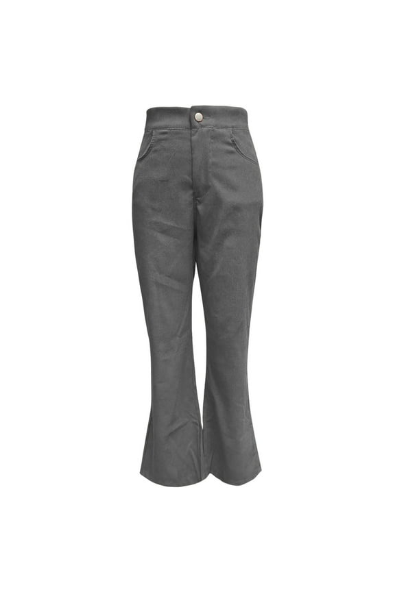 Women'S Pants High Waisted Jeans For Women Solid Color Corduroy Temperament Trousers Micro Lapels High Waist Pants Slacks For Women Gray M